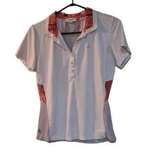 Calvin Klein white and orange golf shirt XS